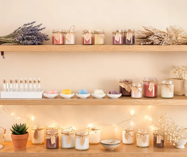Fragrance studio shelves